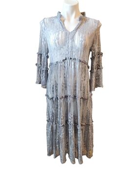 Sundance Ellery Lace Tiered Maxi Dress - Dusty blue